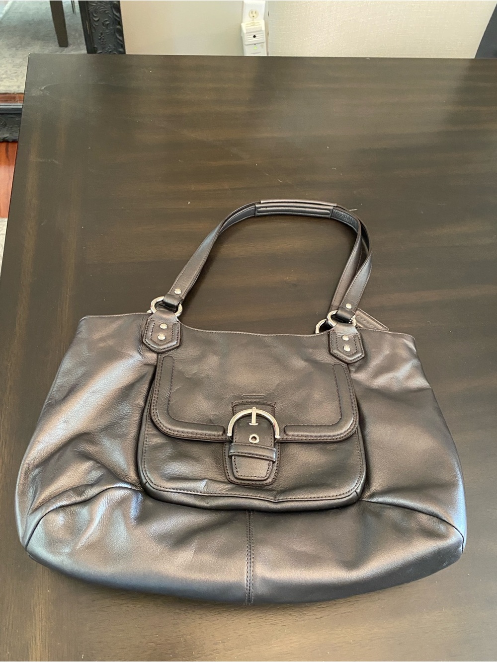 Coach Classic Women's Dark Grey Leather Shoulder Bag